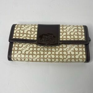Coach Signature Cream and Brown Wallet